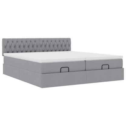 Ottoman bed met matrassen 200x200cm stof lichtgrijs