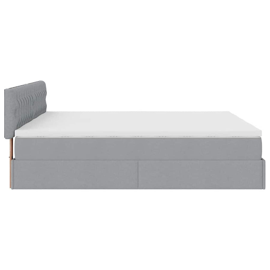 Ottoman bed met matrassen 200x200cm stof lichtgrijs