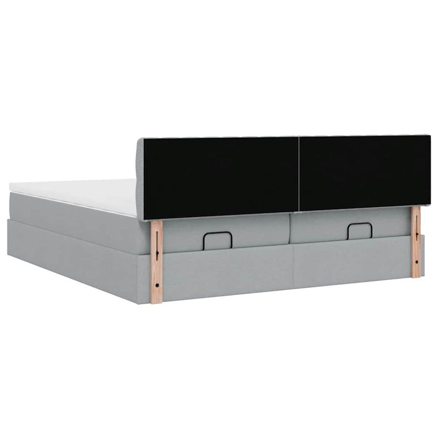 Ottoman bed met matrassen 200x200cm stof lichtgrijs