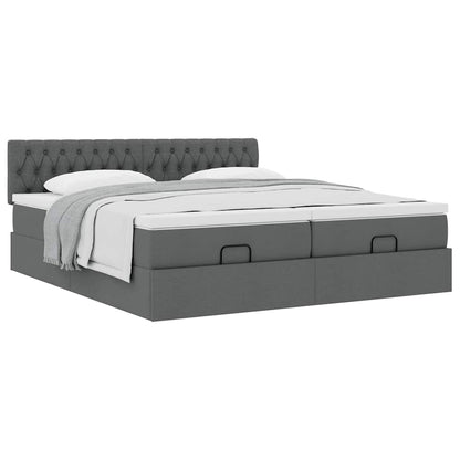 Ottoman bed met matrassen 200x200cm stof donkergrijs