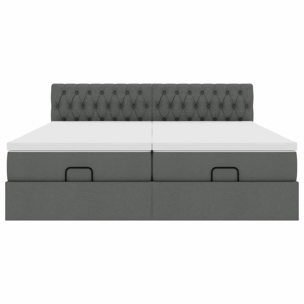 Ottoman bed met matrassen 200x200cm stof donkergrijs