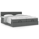 Ottoman bed with mattresses 200x200cm dark grey fabric