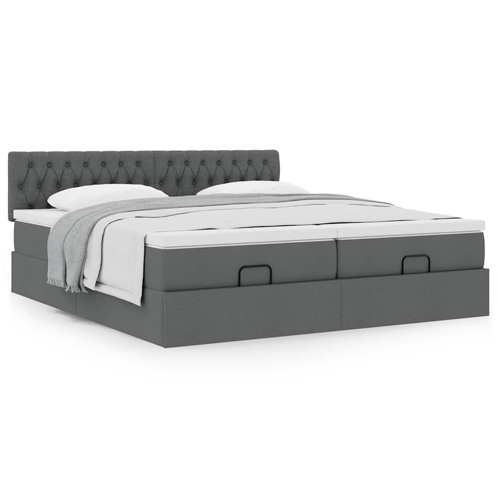 Ottoman bed met matrassen 200x200cm stof donkergrijs