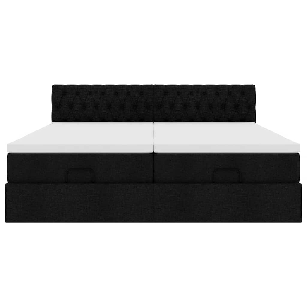 Ottoman bed met matrassen 200x200cm stof zwart