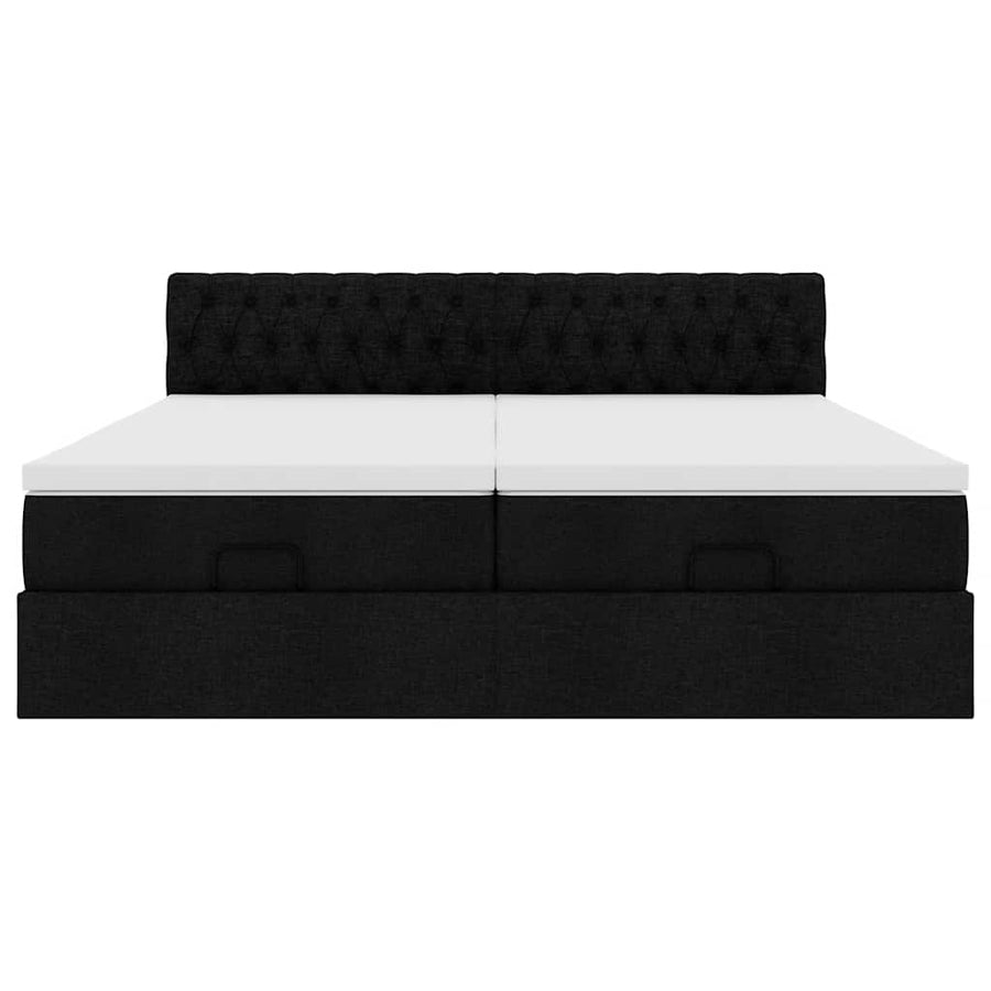 Ottoman bed met matrassen 200x200cm stof zwart