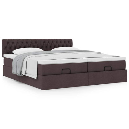 Ottoman bed met matrassen 200x200cm stof donkerbruin