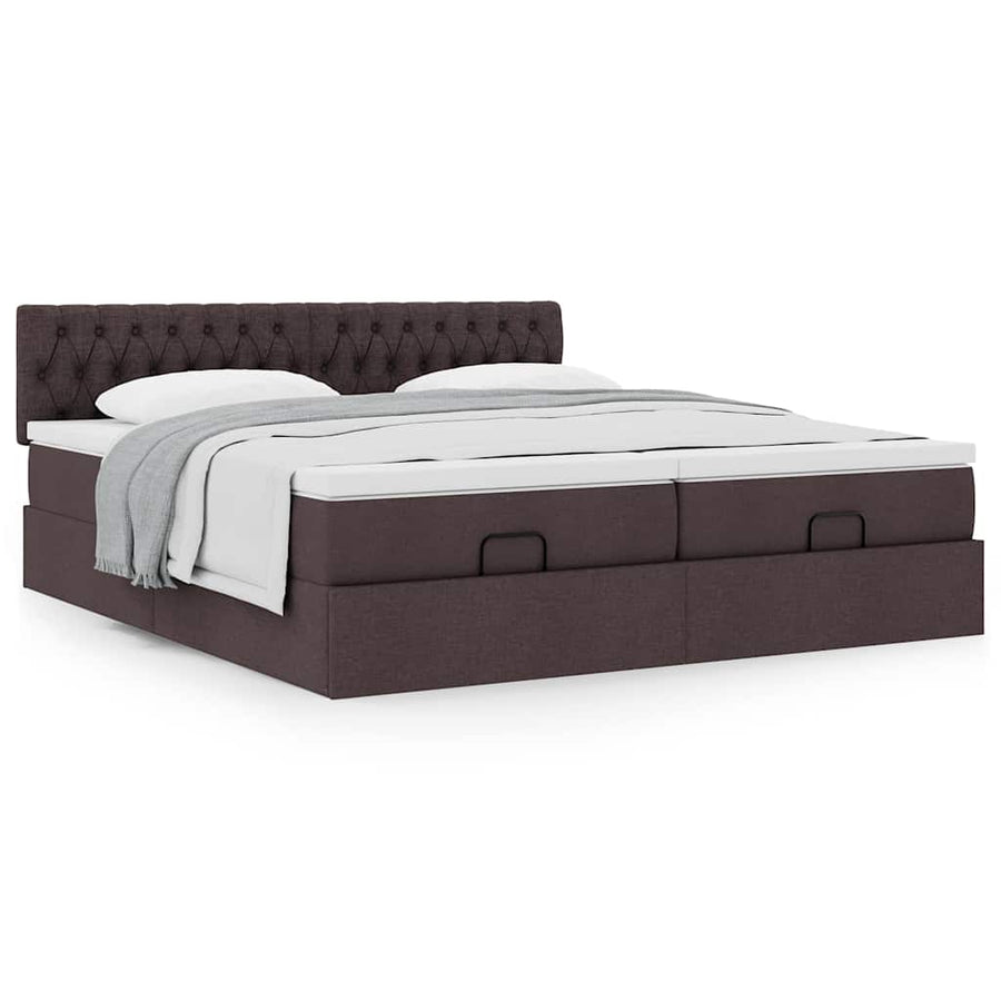Ottoman bed met matrassen 200x200cm stof donkerbruin