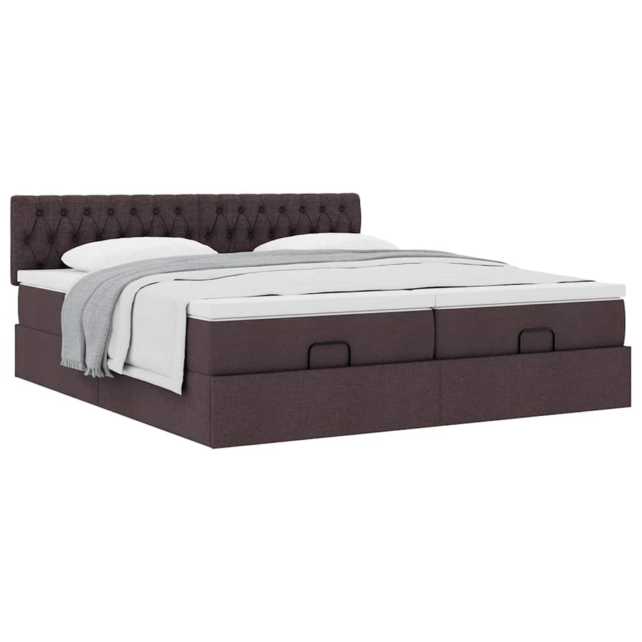 Ottoman bed met matrassen 200x200cm stof donkerbruin