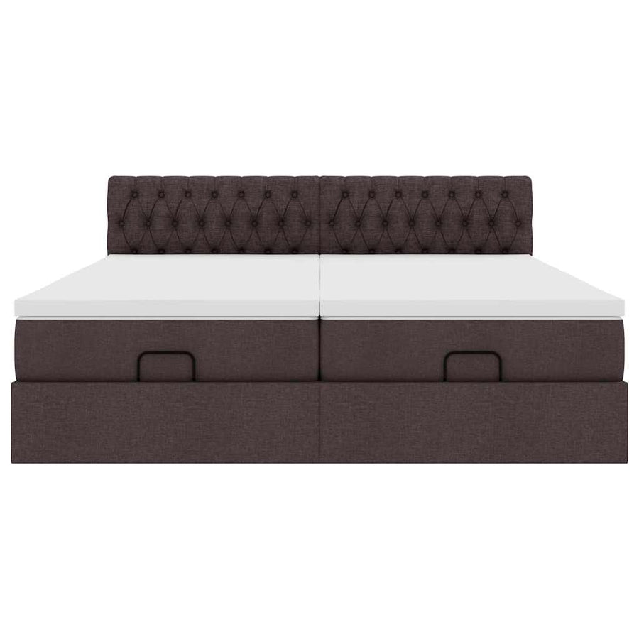 Ottoman bed met matrassen 200x200cm stof donkerbruin