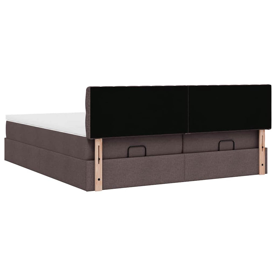 Ottoman bed met matrassen 200x200cm stof donkerbruin