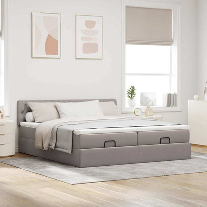 Ottoman bed met matrassen 200x200cm stof taupe