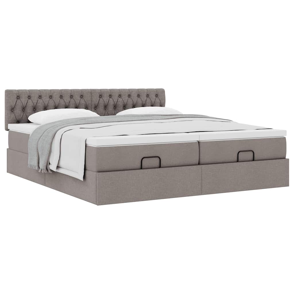 Ottoman bed met matrassen 200x200cm stof taupe