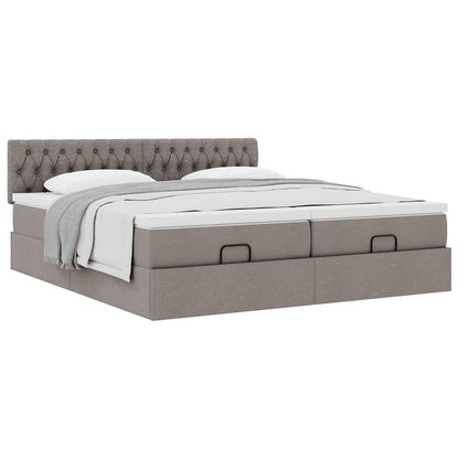 Ottoman bed met matrassen 200x200cm stof taupe