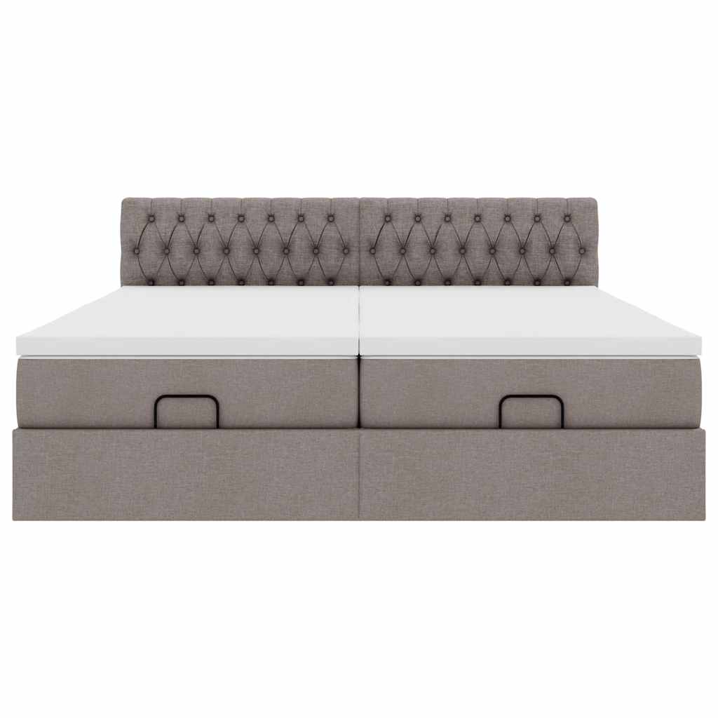 Ottoman bed met matrassen 200x200cm stof taupe