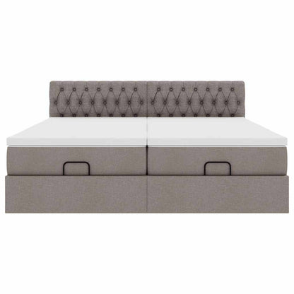 Ottoman bed met matrassen 200x200cm stof taupe