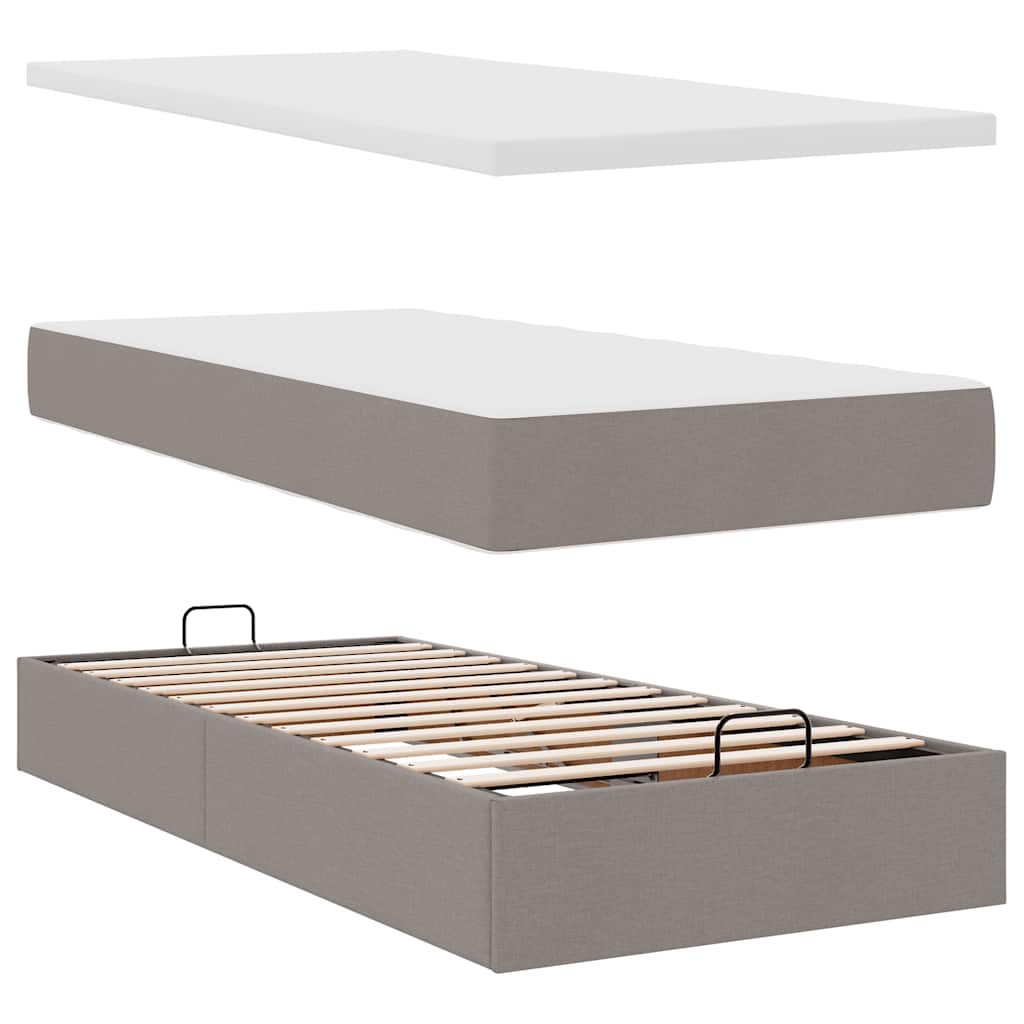 Ottoman bed met matrassen 200x200cm stof taupe