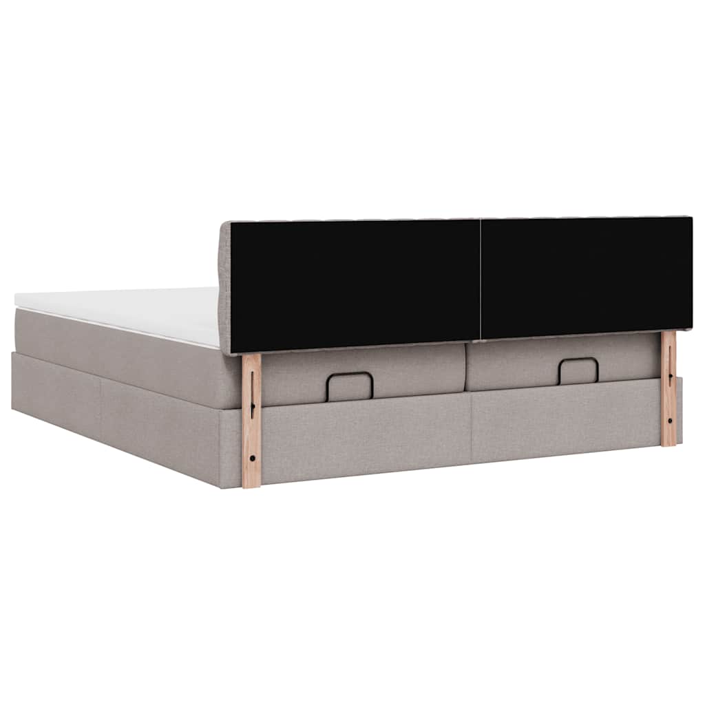 Ottoman bed met matrassen 200x200cm stof taupe