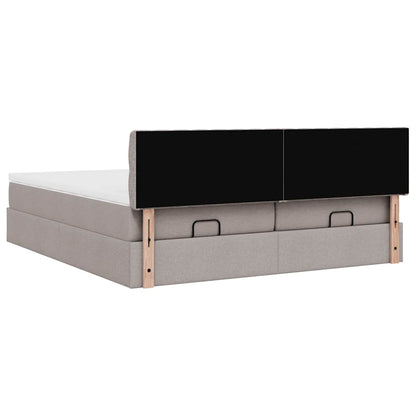 Ottoman bed met matrassen 200x200cm stof taupe
