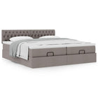 Ottoman bed with mattresses 200x200cm fabric taupe