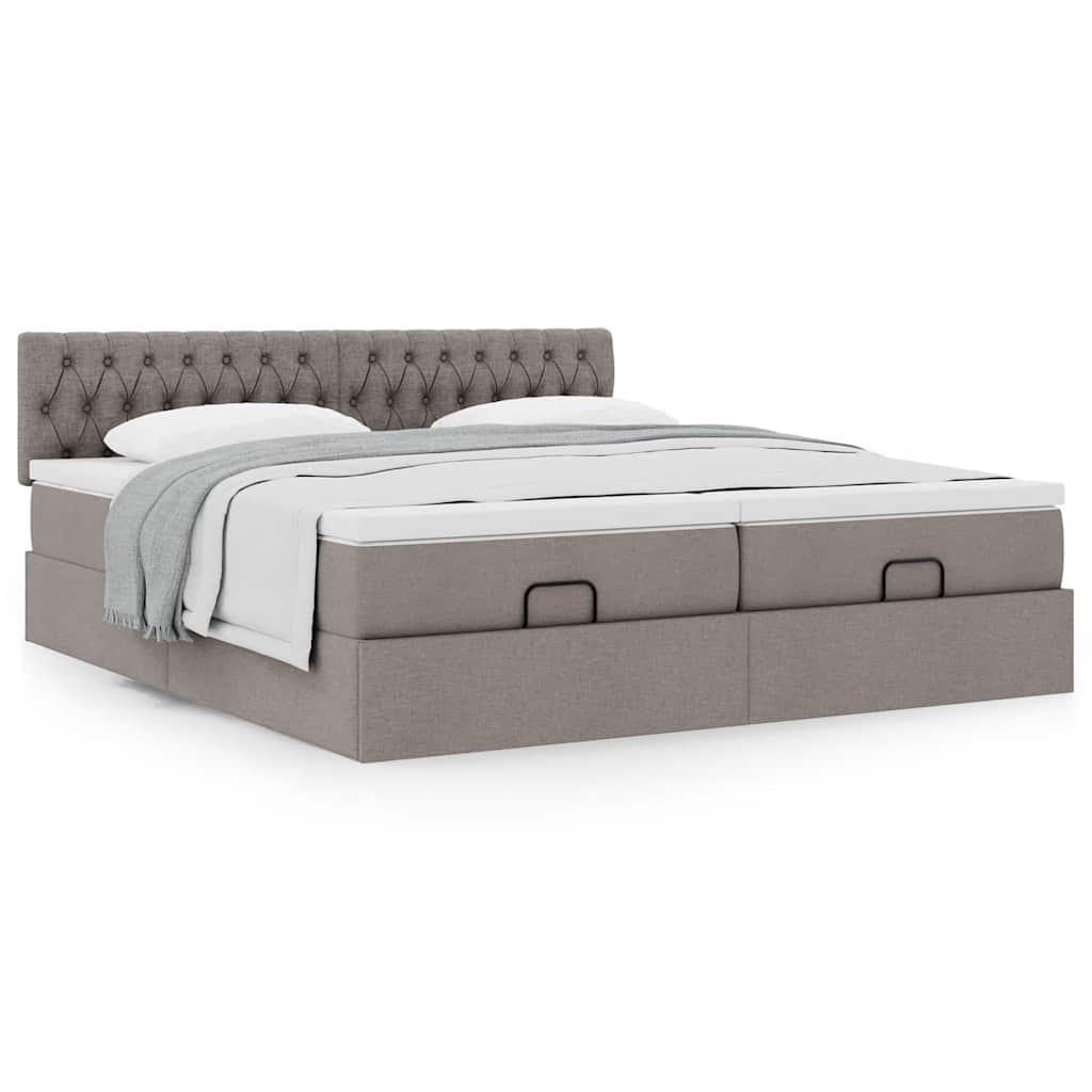 Ottoman bed met matrassen 200x200cm stof taupe