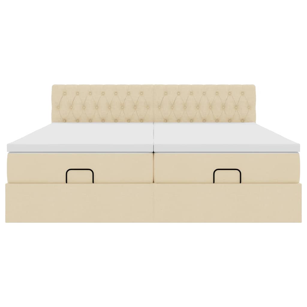 Ottoman bed met matrassen 200x200cm stof crèmekleurig