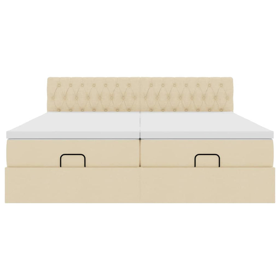 Ottoman bed met matrassen 200x200cm stof crèmekleurig