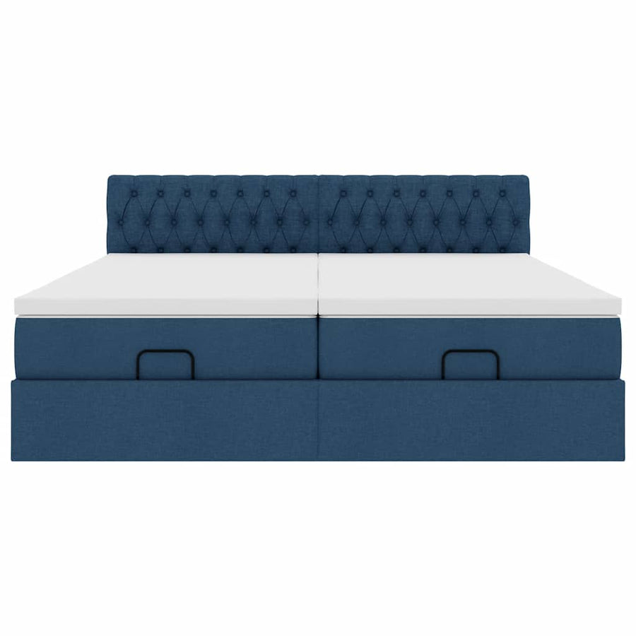 Ottoman bed met matrassen 200x200cm stof blauw