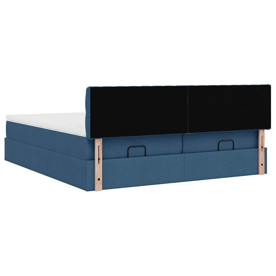 Ottoman bed met matrassen 200x200cm stof blauw