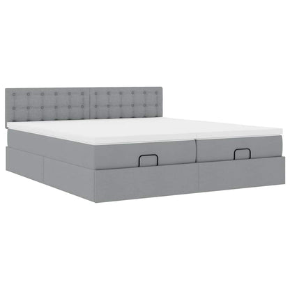 Ottoman bed met matrassen 160x200cm stof lichtgrijs