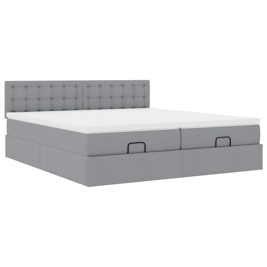 Ottoman bed met matrassen 160x200cm stof lichtgrijs