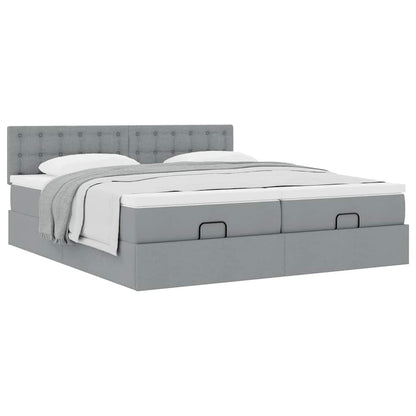 Ottoman bed met matrassen 160x200cm stof lichtgrijs