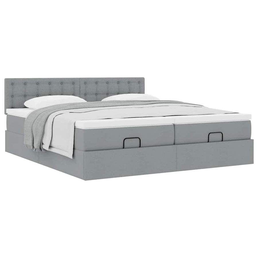 Ottoman bed met matrassen 160x200cm stof lichtgrijs