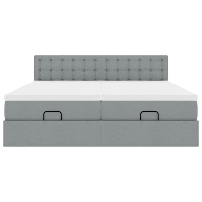 Ottoman bed met matrassen 160x200cm stof lichtgrijs