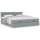 Ottoman bed with mattresses 160x200cm fabric light grey