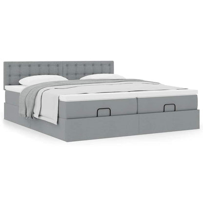 Ottoman bed met matrassen 160x200cm stof lichtgrijs