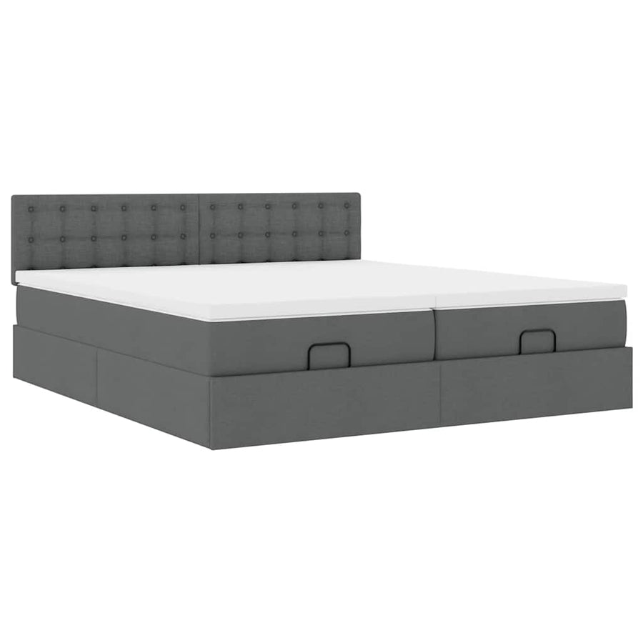 Ottoman bed met matrassen 160x200cm stof donkergrijs