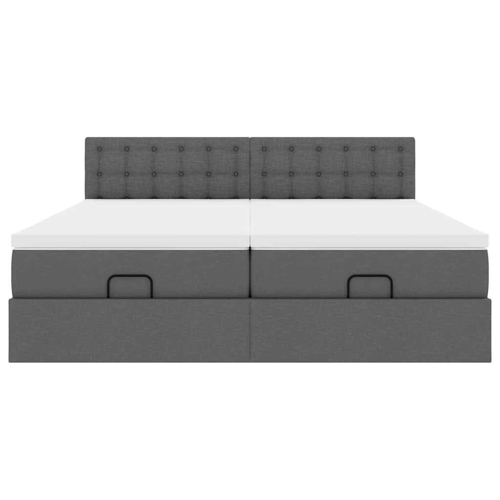 Ottoman bed met matrassen 160x200cm stof donkergrijs