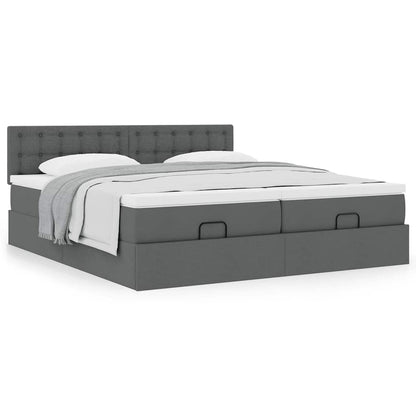 Ottoman bed met matrassen 160x200cm stof donkergrijs