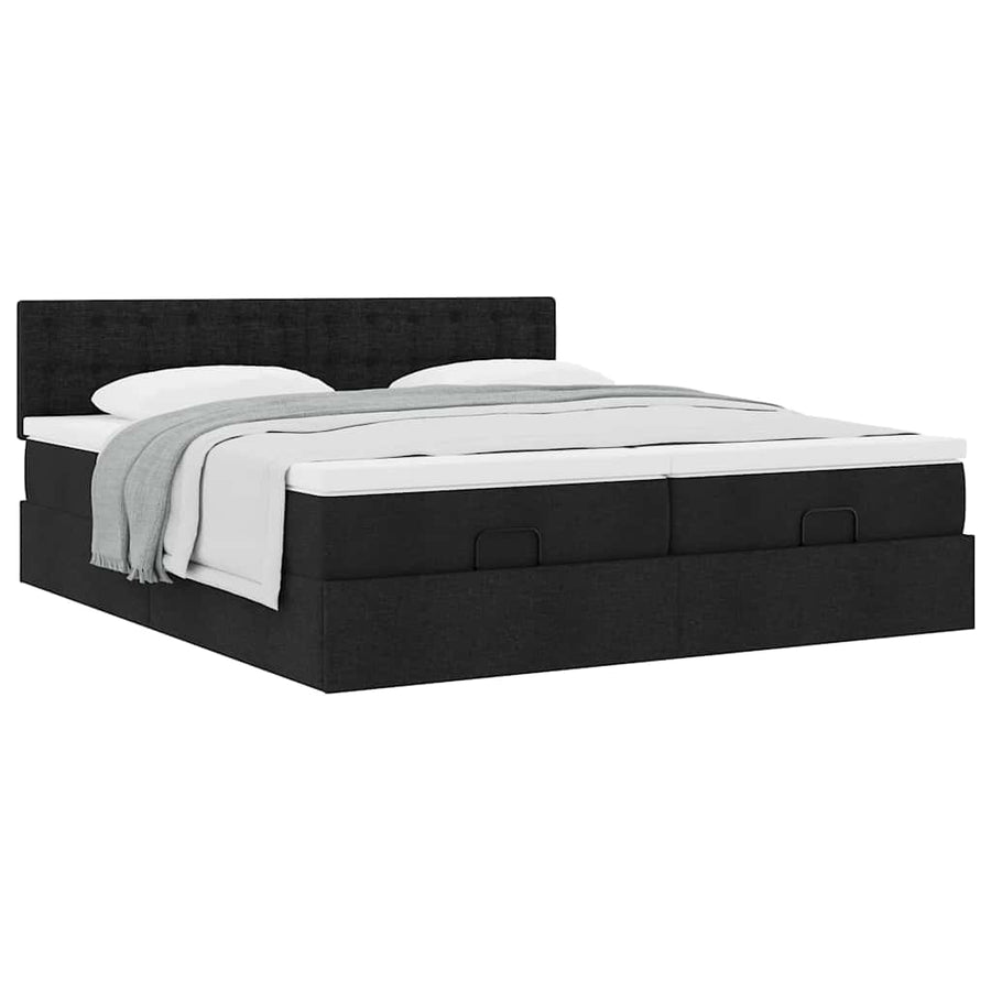 Ottoman bed met matrassen 160x200cm stof zwart