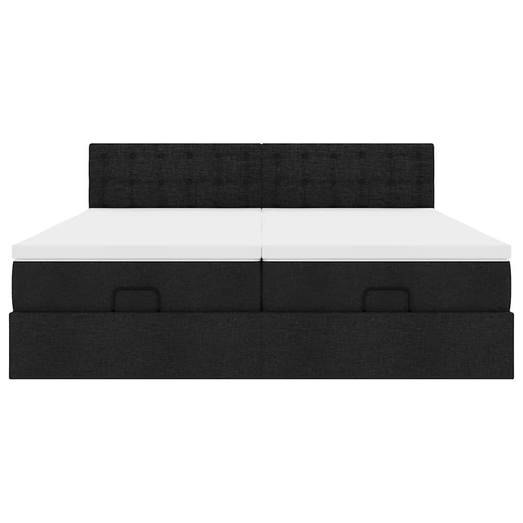 Ottoman bed met matrassen 160x200cm stof zwart