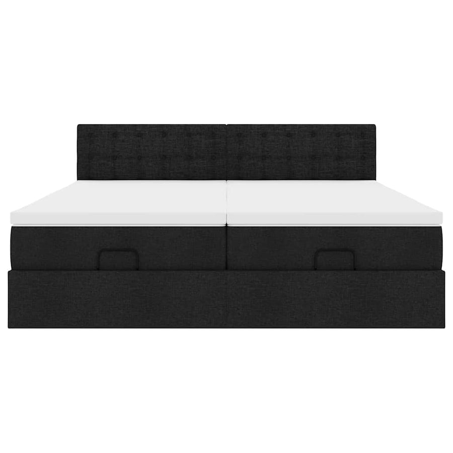 Ottoman bed met matrassen 160x200cm stof zwart