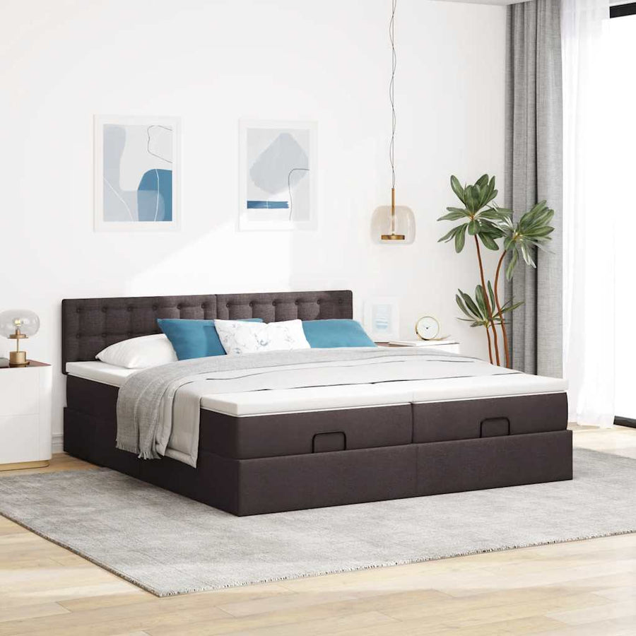 Ottoman bed met matrassen 160x200cm stof donkerbruin