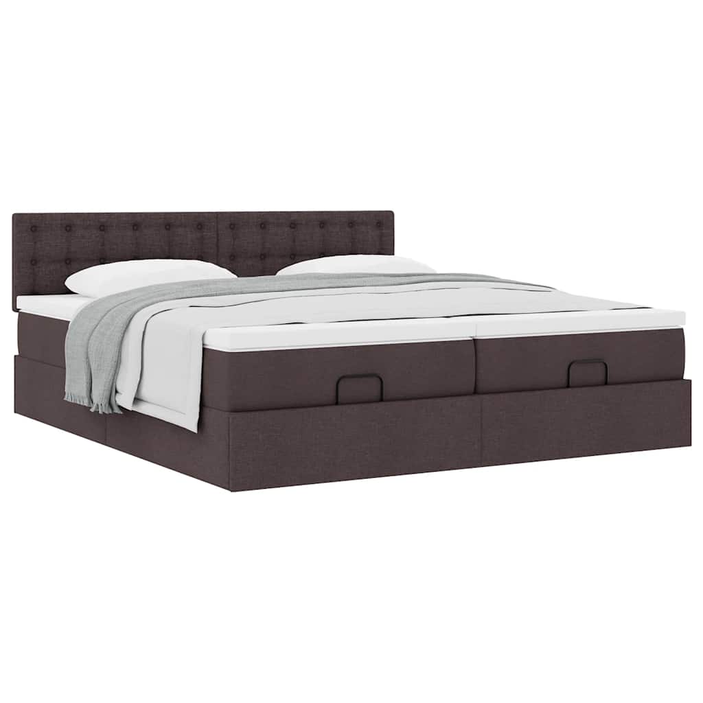 Ottoman bed met matrassen 160x200cm stof donkerbruin