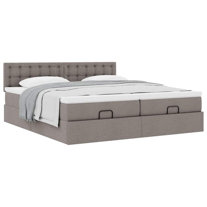 Ottoman bed met matrassen 160x200cm stof taupe