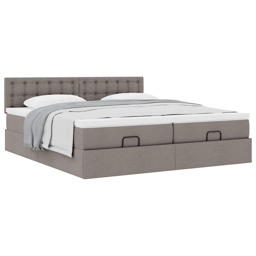 Ottoman bed met matrassen 160x200cm stof taupe