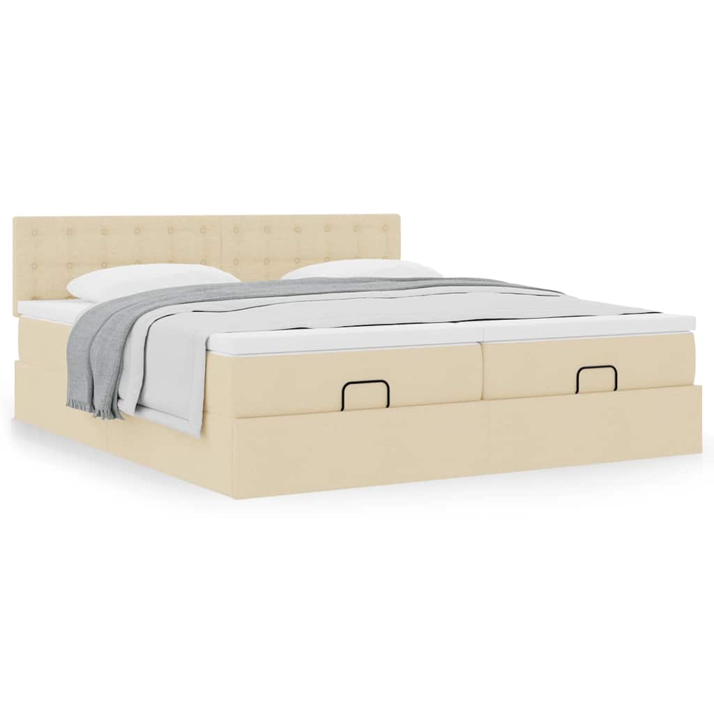 Ottoman bed met matrassen 160x200cm stof crèmekleurig
