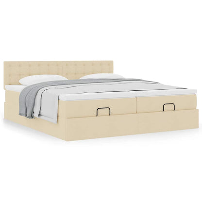 Ottoman bed met matrassen 160x200cm stof crèmekleurig