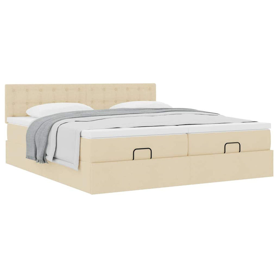 Ottoman bed met matrassen 160x200cm stof crèmekleurig