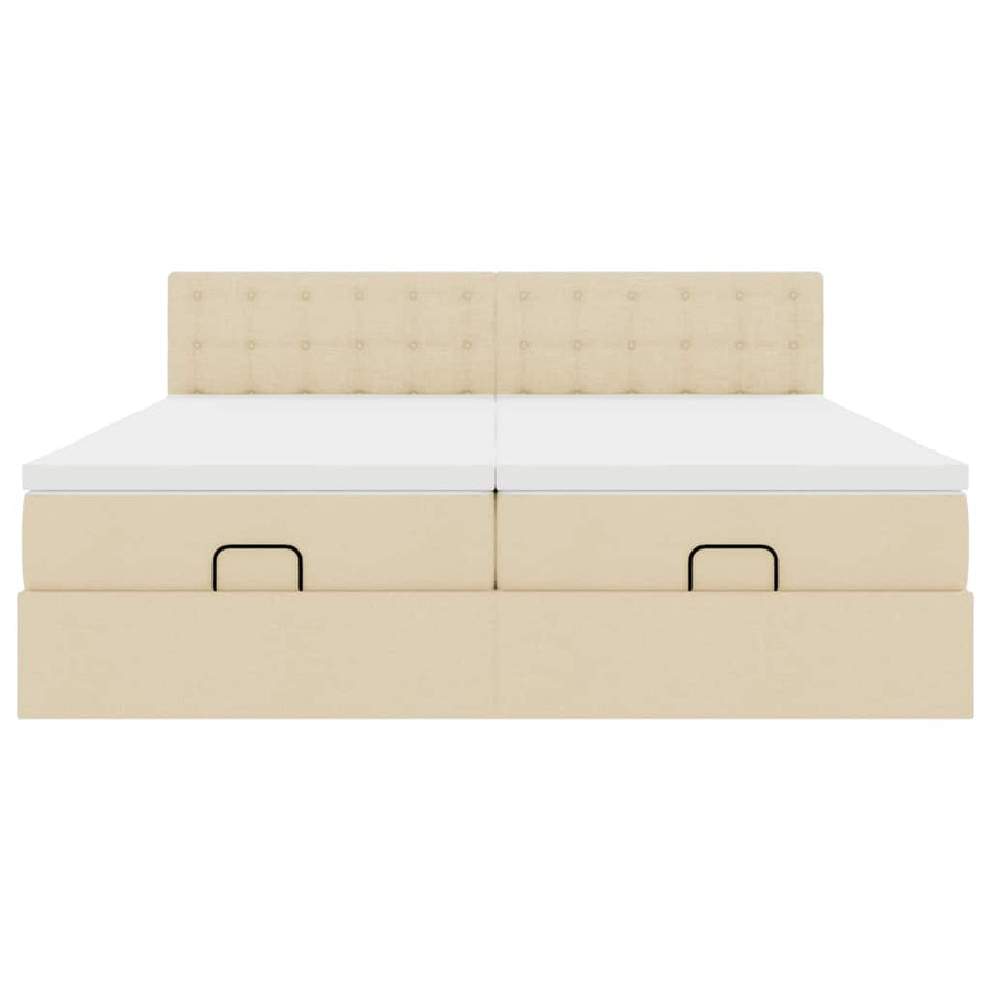 Ottoman bed met matrassen 160x200cm stof crèmekleurig