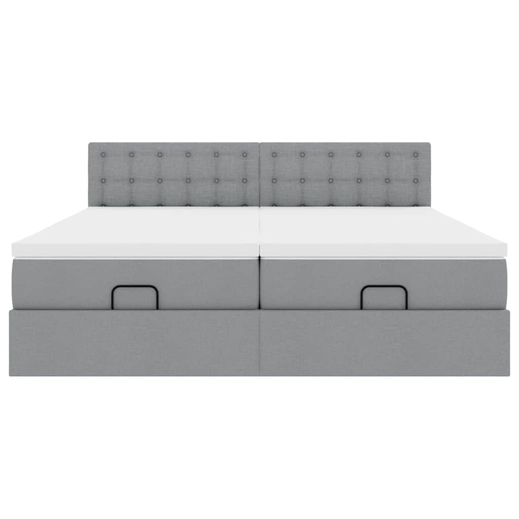 Ottoman bed met matrassen 180x200cm stof lichtgrijs